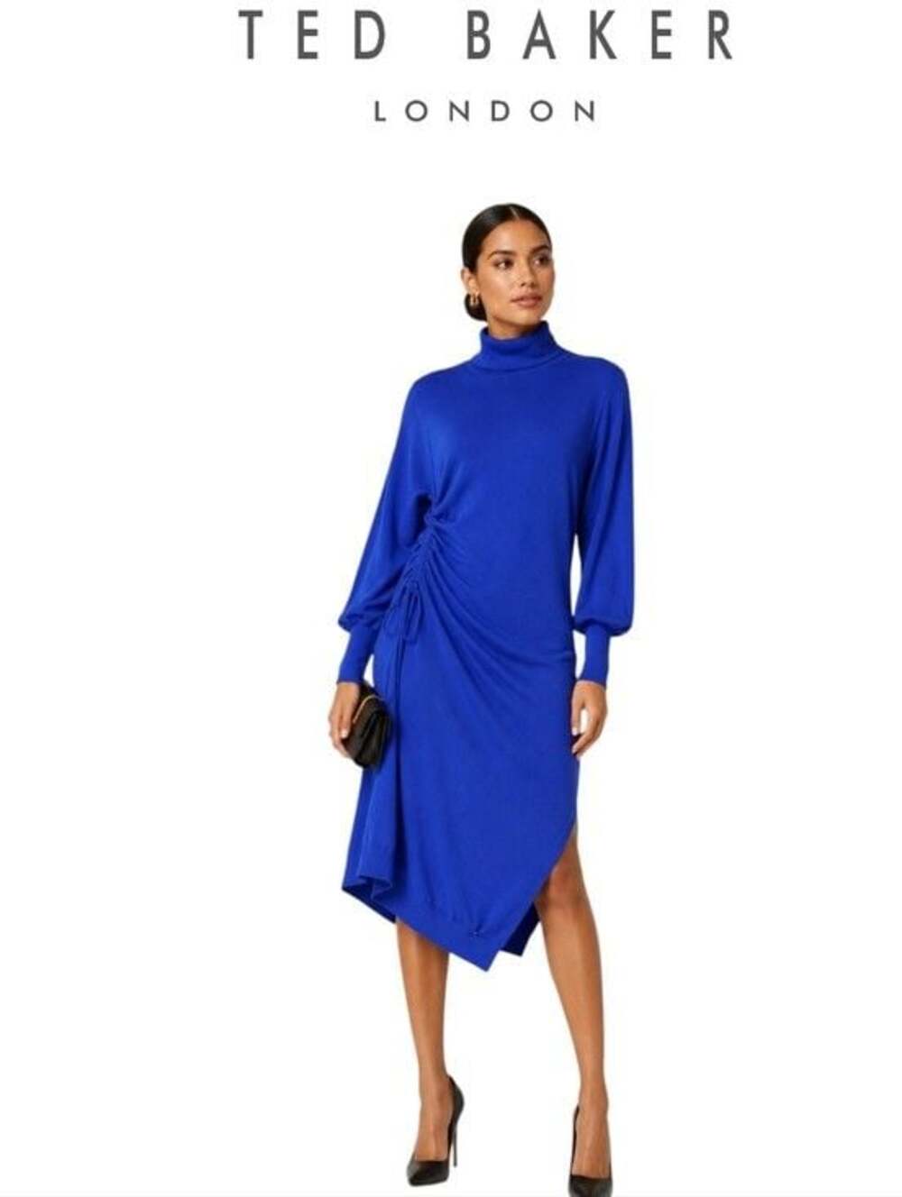 NWT Ted Baker Aavvaa Knitted  Ruched Side Detail/Side Split  Peasant Sleeves SZ4